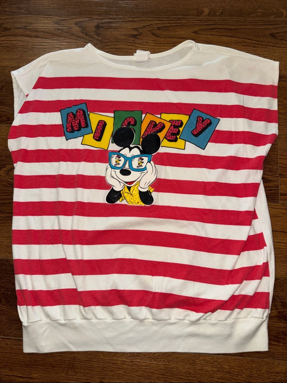 RARE 80s Vintage Disney Mickey Mouse Striped Boxy Tank.